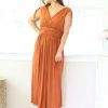 Dresses * | Final Touch Petite Rayon Modal Midi Dress (Cognac) New Arrivals