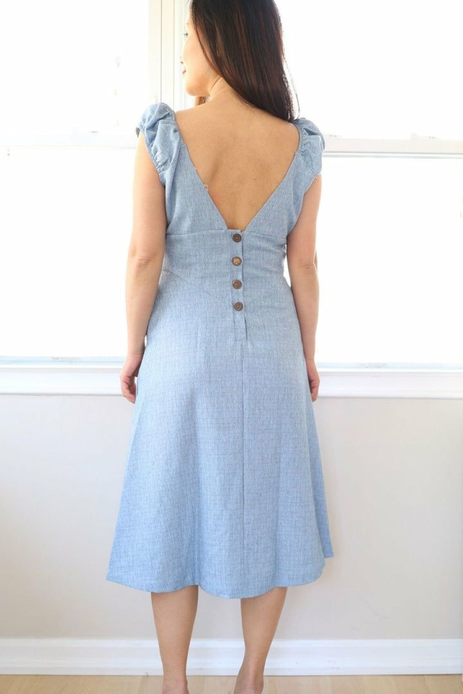 Dresses * | Listicle Petite Empire Waist Sleeveless Dress (Blue)