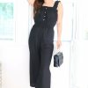 Jumpsuits & Rompers * | Blu Pepper Petite Wide Leg Jumpsuit (Black) New Arrivals