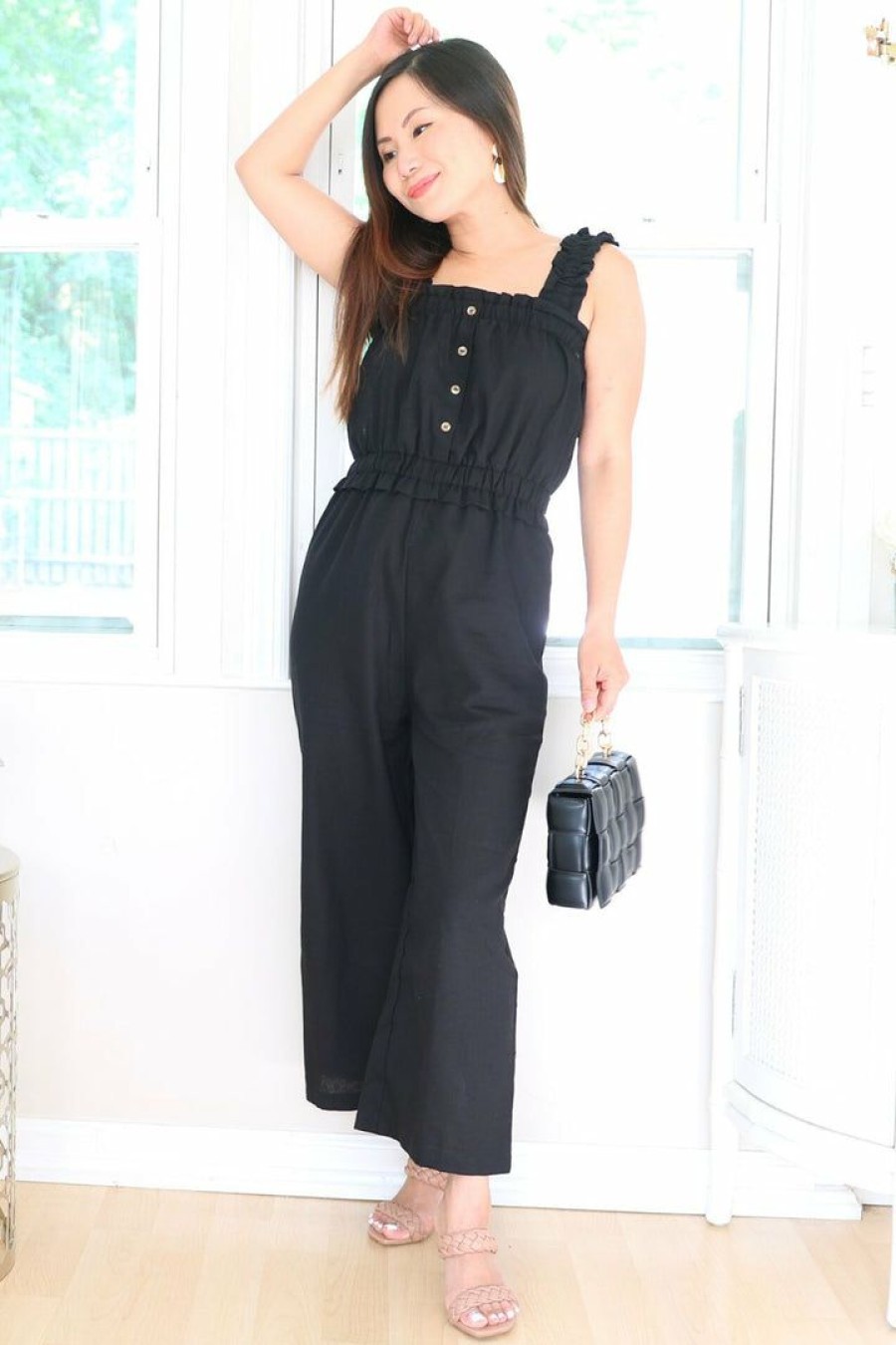 Jumpsuits & Rompers * | Blu Pepper Petite Wide Leg Jumpsuit (Black) New Arrivals