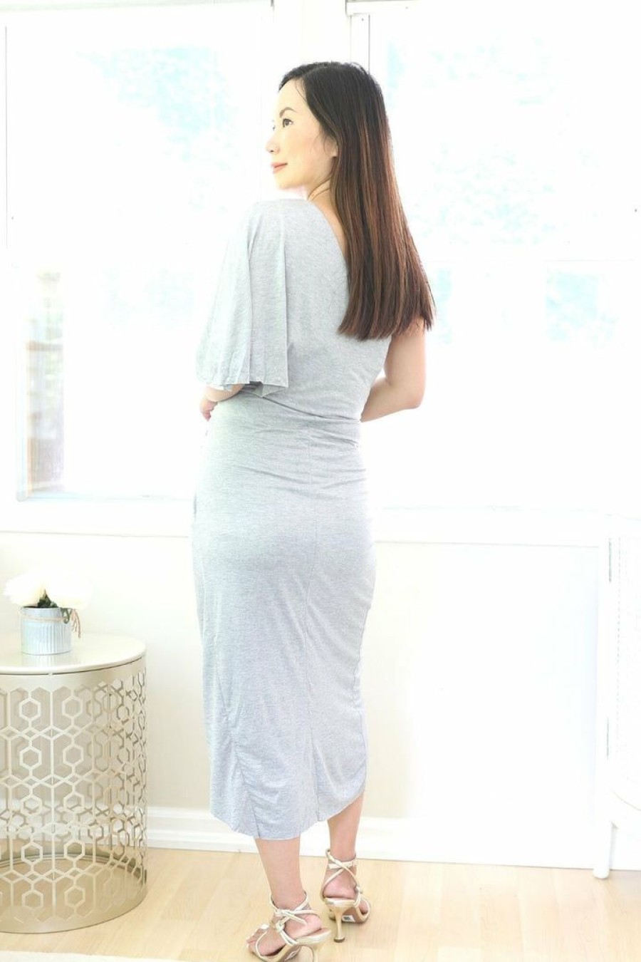 Dresses * | Mustard Seed New Arrivals Petite One Shoulder Dress (Gray)