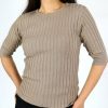 Tops & Sweaters * | Grade & Gather Petite Wool Blend Rib Knit Sweater (Chai) Tops & Sweaters