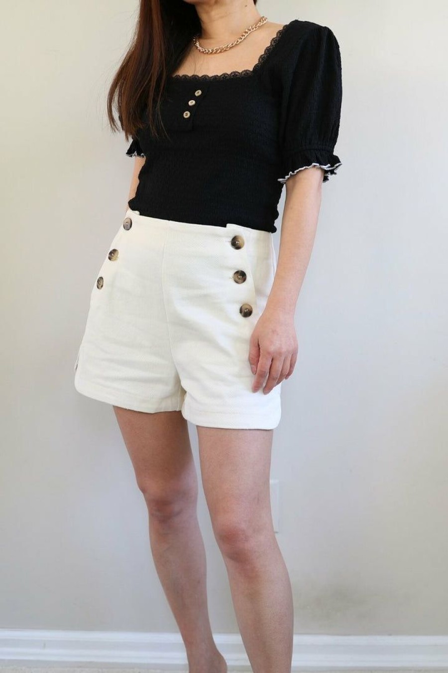 Skirts& Shorts * | Very J Petite High Waisted Sailor Shorts (Oatmeal) New Arrivals