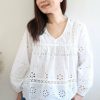 Tops & Sweaters * | Hem & Thread Tops & Sweaters Petite Eyelet Lace Babydoll Blouse