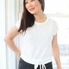 Tops & Sweaters * | Paper Crane Petite Round Neck Top (White)