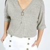 Tops & Sweaters * | Perseption Petite Brushed V Neck Sweater Top Tops & Sweaters