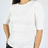 Tops & Sweaters * | Grade & Gather Petite Wool Blend Rib Knit Sweater (Cream)