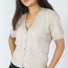 Tops & Sweaters * | Sunglight Petite Short Sleeve Sweater Cardigan (Oatmeal) Tops & Sweaters