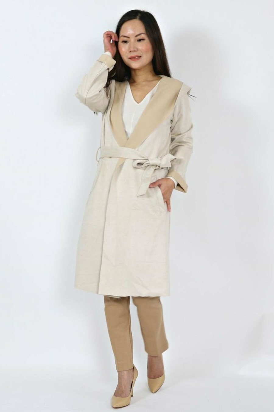 Outerwear * | Coalition La Petite Faux Suede Belted Coat Outerwear