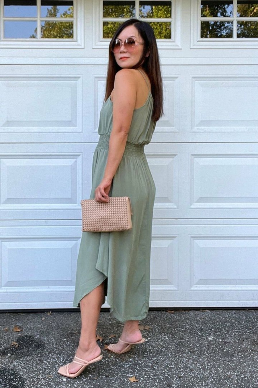 Dresses * | Final Touch Petite Halter Neck Green Midi Dress New Arrivals