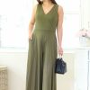 Jumpsuits & Rompers * | Final Touch New Arrivals Petite Sleeveless Jumpsuit (Fine Olive)