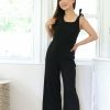 Jumpsuits & Rompers * | Hem & Thread Petite Square Neck Jumpsuit (Black) New Arrivals