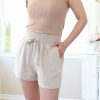 Skirts& Shorts * | 2Sable Petite Smocked Waist Shorts (Khaki) New Arrivals