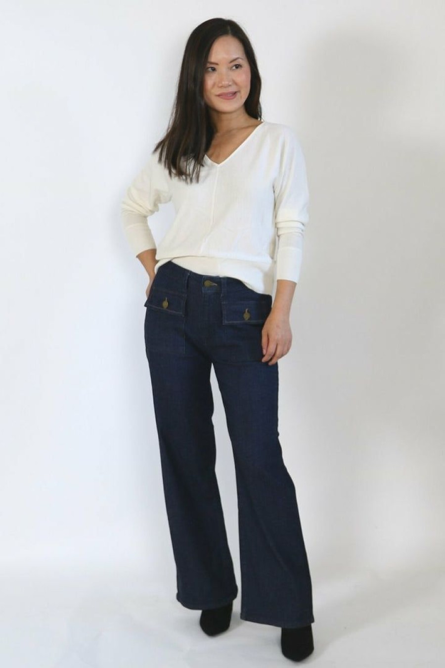 Jeans & Pants * | Just Usa Petite High Rise Wide Leg Jeans (26 Inseam)