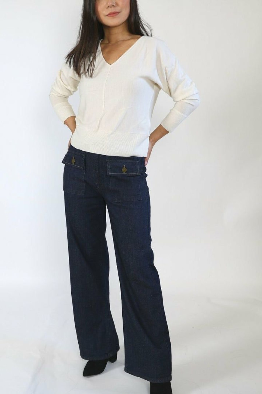 Jeans & Pants * | Just Usa Petite High Rise Wide Leg Jeans (26 Inseam)