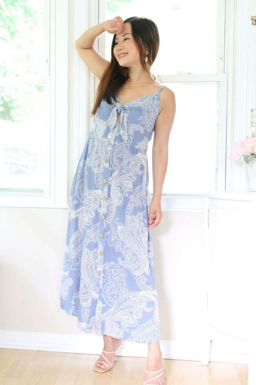 Dresses * | Timing New Arrivals Petite Blue Paisley Maxi Dress