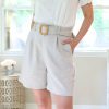 Skirts& Shorts * | Blu Pepper Petite Belted Linen Blend Shorts New Arrivals