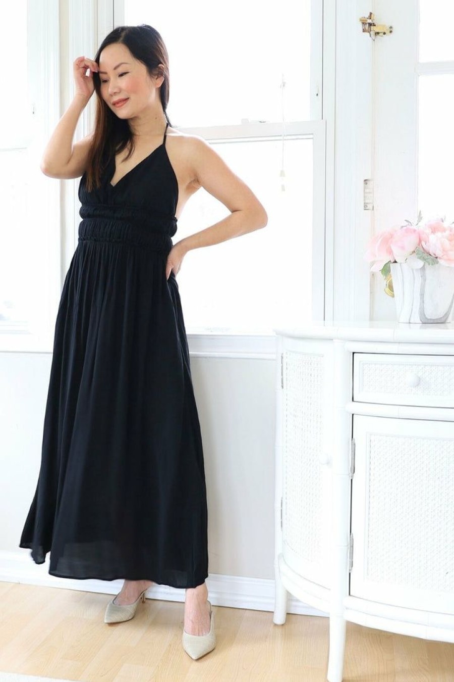 Dresses * | Final Touch Petite Black Maxi Halter Neck Dress