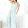 Dresses * | Fsl New Arrivals Petite Green Stripe Cotton Blend Tiered Maxi Dress