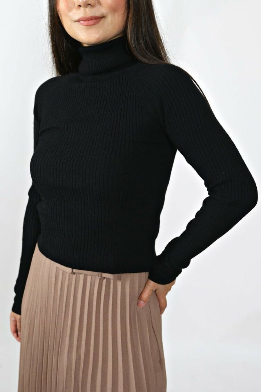 Tops & Sweaters * | Love Tree Petite Turtle Neck Sweater Top (Cropped)