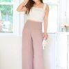 Jeans & Pants * | Final Touch New Arrivals Petite High Waist Wide Leg Pants (Mocha)