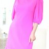 Dresses * | 2Hearts Petite 3/4 Sleeves Dress (Fuchsia) New Arrivals