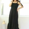 Dresses * | Ee:Some Petite Cotton Eyelet Maxi Dress With Flounce Hem (Black) Dresses