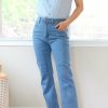 Jeans & Pants * | Risen Jeans New Arrivals Petite Clean Wash Straight Leg Jeans 27.5 Inseam (Medium Wash)