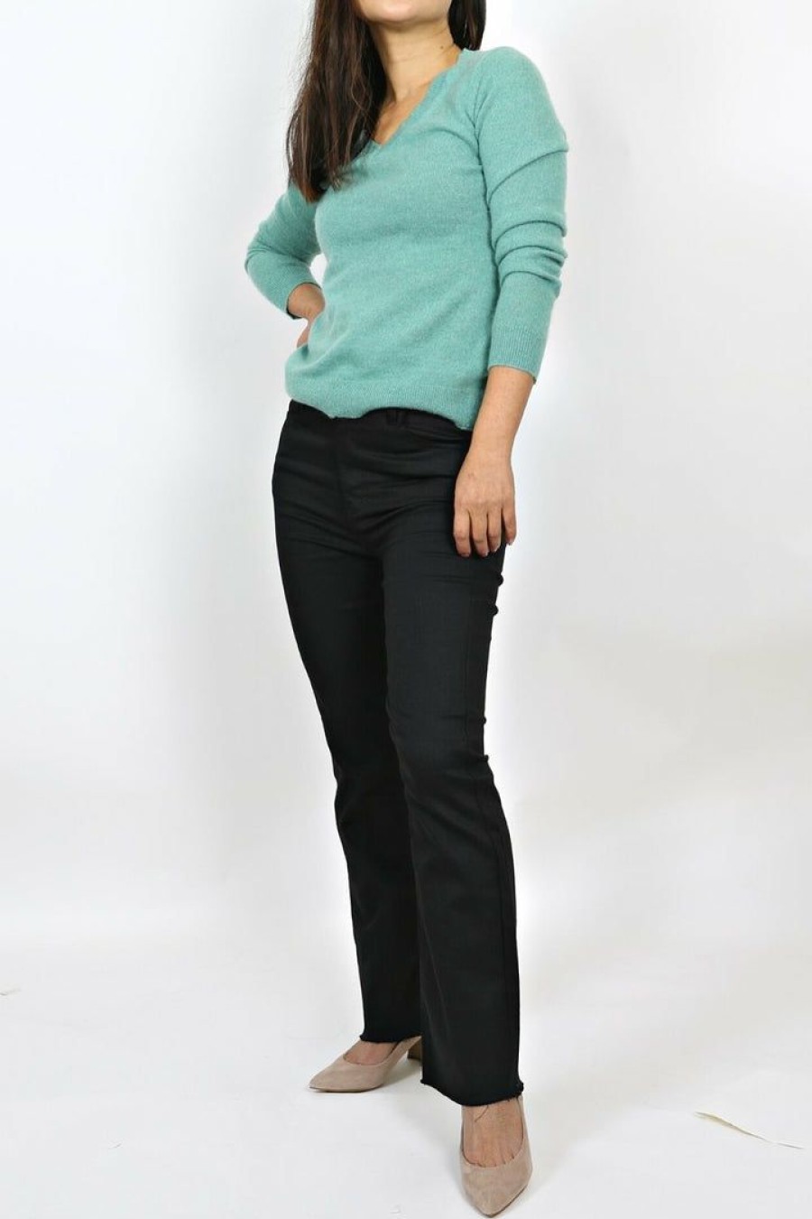 Jeans & Pants * | Risen Jeans Jeans & Pants Petite Coated Black Straight Leg Jeans (27 Inseam)