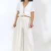 Jeans & Pants * | Final Touch Petite High Waisted Wide Leg Linen Pants