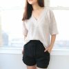 Tops & Sweaters * | Very J Petite Raw Edge Detailed Knit Top (Taupe) Tops & Sweaters