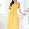 Dresses * | Davi & Dani Petite Cinched Waist Button Down Maxi Dress (Yellow)