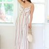 Jumpsuits & Rompers * | Sweet Rain Petite Striped Linen Jumpsuit (Beige/Rust)