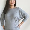 Tops & Sweaters * | Ibstylish Tops & Sweaters Petite 3/4 Sleeve Top (Grey)