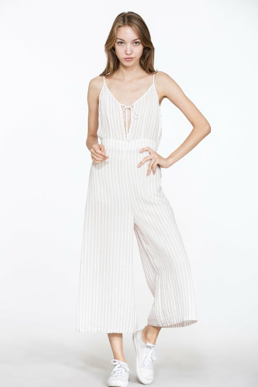 Jumpsuits & Rompers * | Encreme Emma Petite Striped Jumpsuit Jumpsuits & Rompers