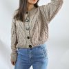 Tops & Sweaters * | 2Sable Petite Cropped Cable Knit Cardigan Sweater (Ash Mocha)