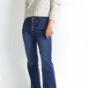 Jeans & Pants * | Tony Mary Petite High Waisted Button Front Flare Jeans (25 Inseam)