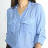 Tops & Sweaters * | Perseption Tops & Sweaters Petite Button Down 3/4 Sleeve Shirt