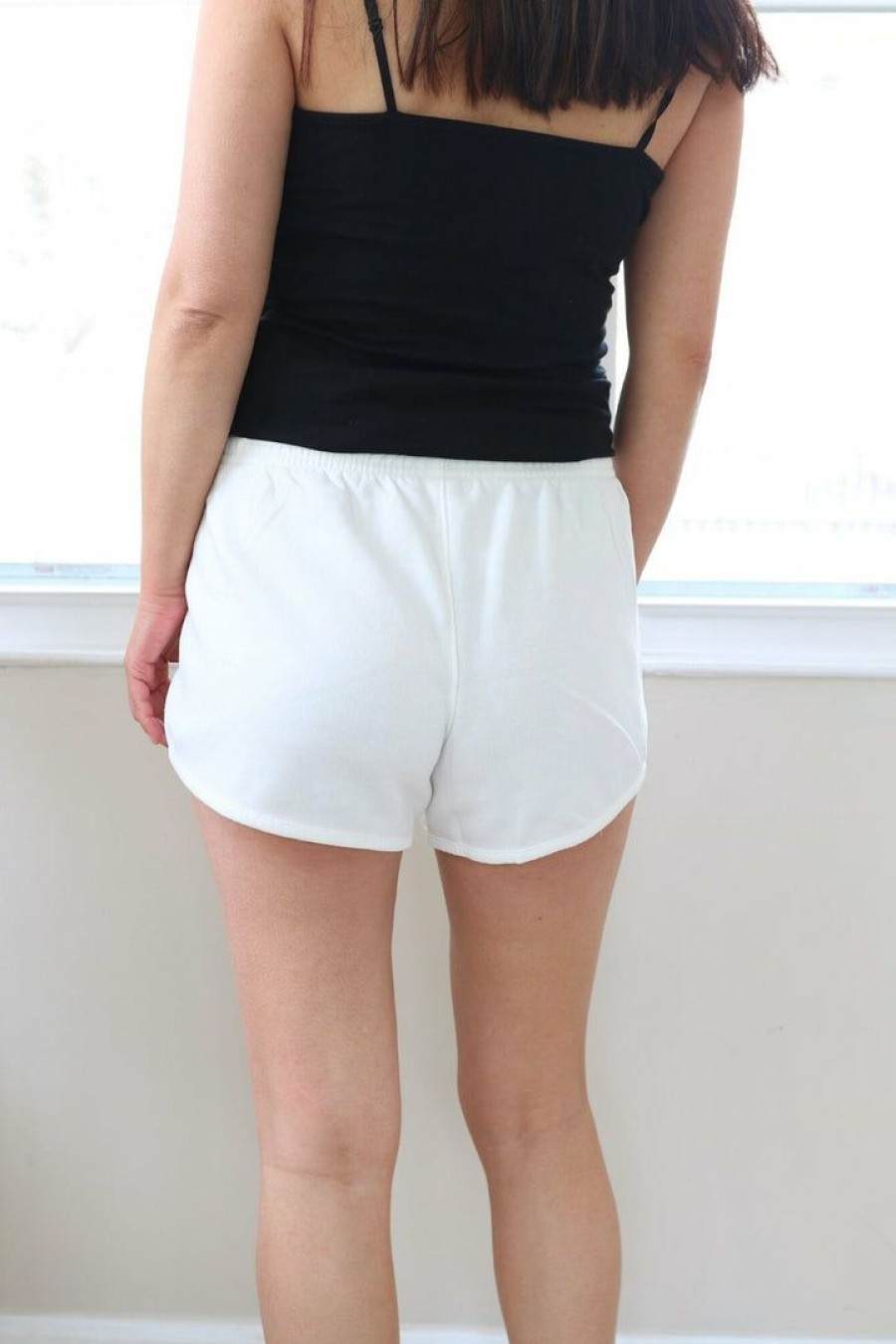 Skirts& Shorts * | Reflex Petite Cotton Blend White Fleece Sweat Shorts